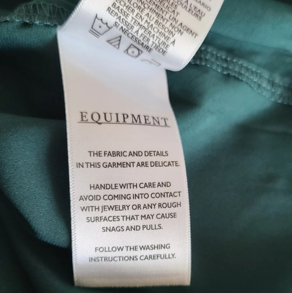 Equipment Polyester blouse women's sz.XXL green  button up breast pockets - Picture 15 of 16